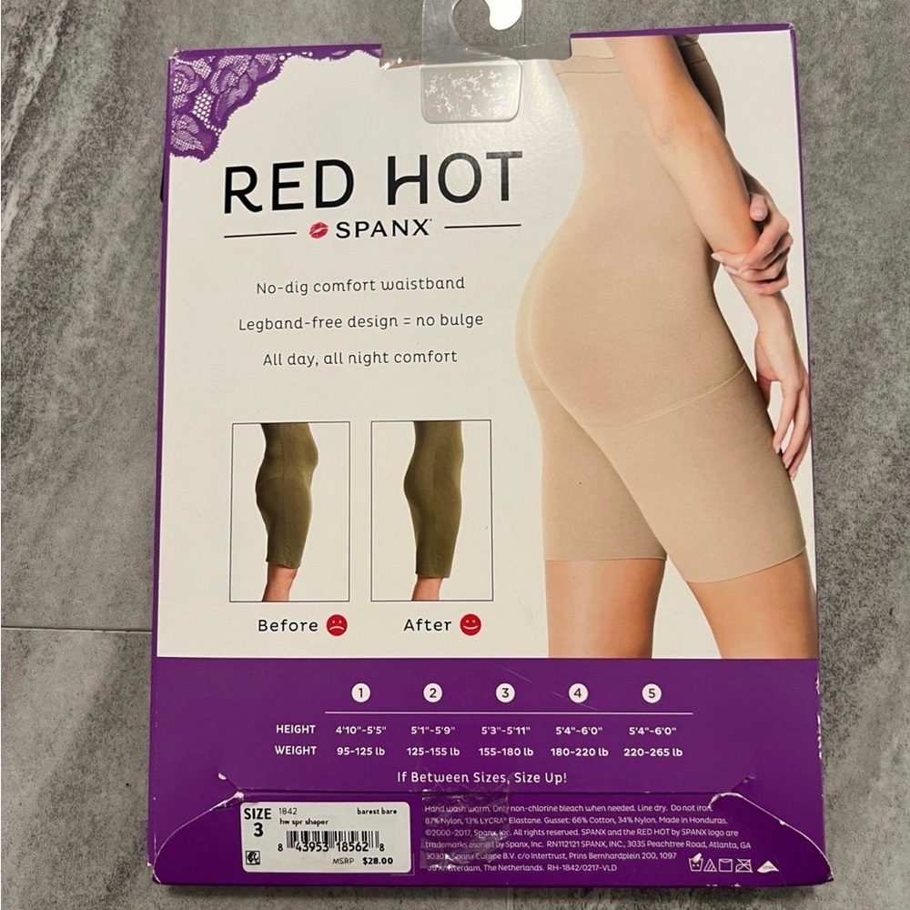 RED HOT by SPANX Sz 3 High-Waist Mid-Thigh Shaping Short Shapewear Barest Nude - Picture 2 of 2